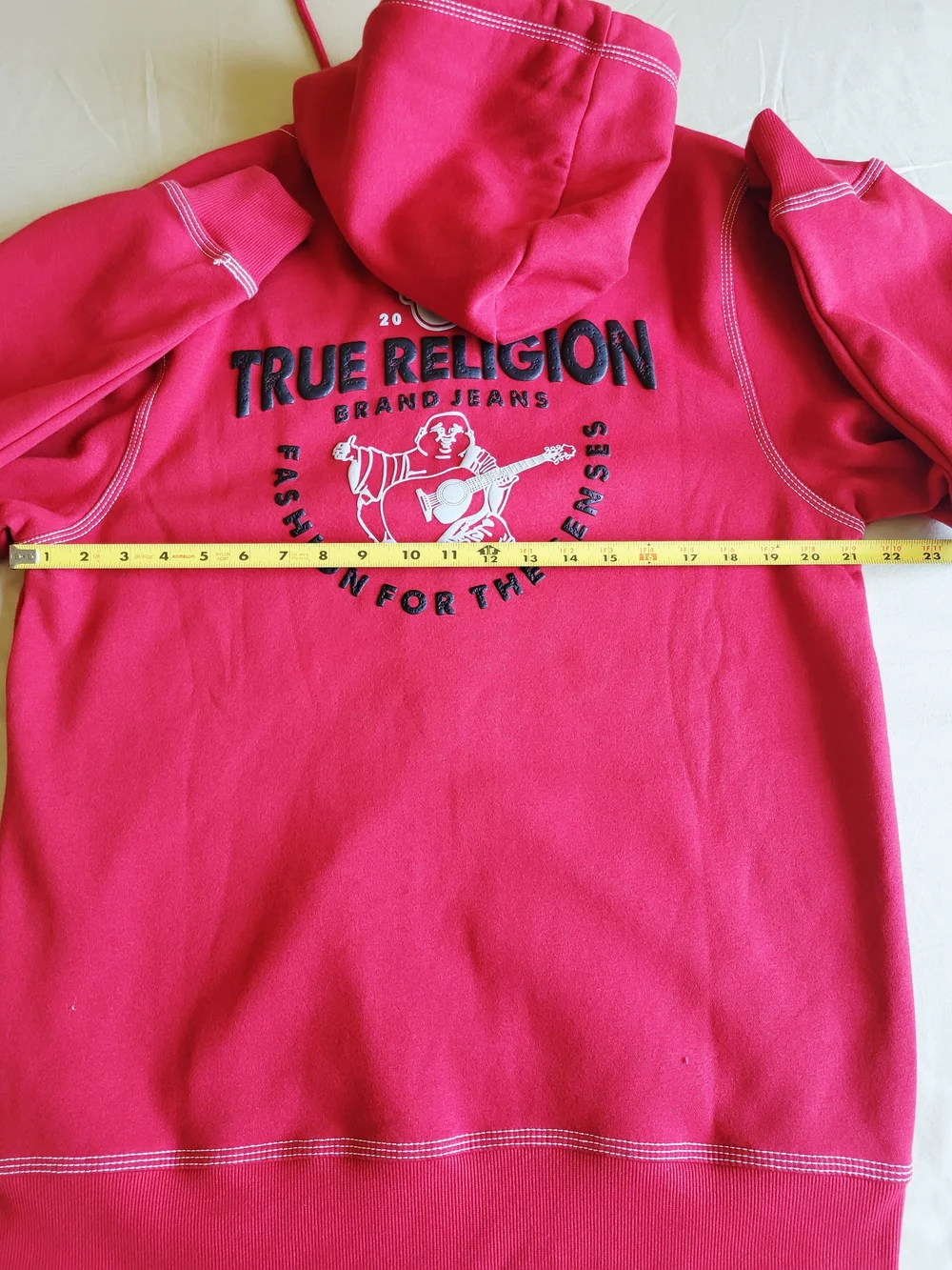 NWT True Religion Men’s Full Zip Hoodie Large TRV Red TNL Puff Buddha $124
